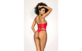 Mapale 2 in 1 Vinyl Bustier and Thong Set Red Bustiers and Corsets